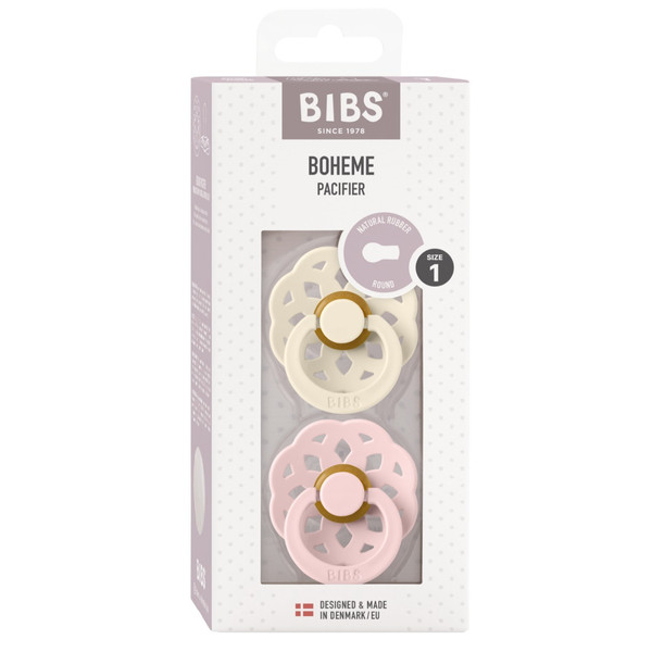 Bibs Boheme Ivory/Blossom 0-6 mnd 2 Stuks Fopspeen 230107