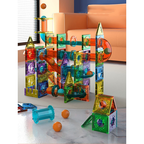 Eco Toys Knikkerbaan 105 Stuks Magnetische Tegels Bouwstenen HC560254
