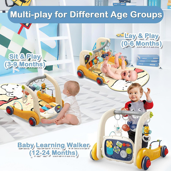 Eco Toys Geel 3-in-1 Speelkleed en Loopwagen HC623155