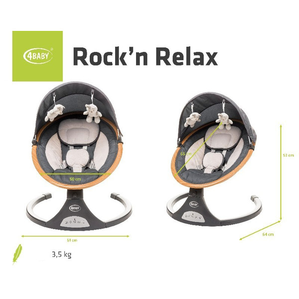 4Baby Rock 'n Relax XXIV Grey Swing Babyschommel 9401 71 00