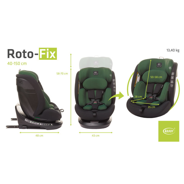 4Baby Roto-Fix Dark Green 40-150 cm 360° i-Size Autostoel