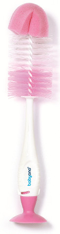 Baby Ono Wit/Roze Flessenborstel met Spons & Zuignap 728/03