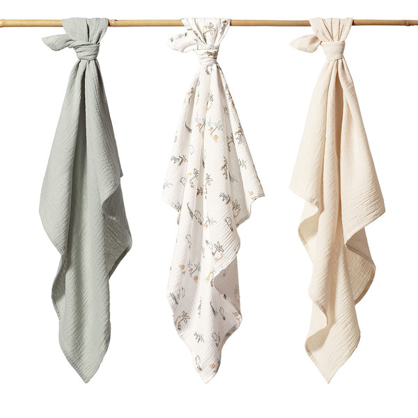 Baby Ono Crinkled Groen/Creme 3 Stuks Hydrofiel Luiers