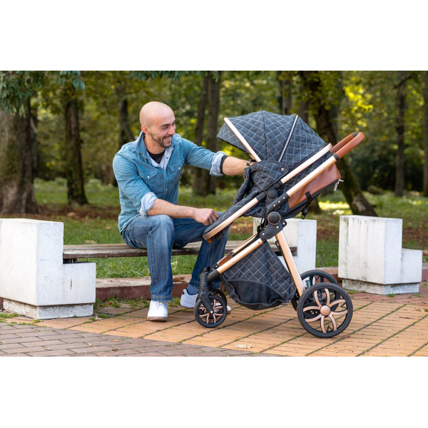 Cangaroo Alma Light Grey Silver 3-in-1 Combi Kinderwagen incl. i-Size Autostoel