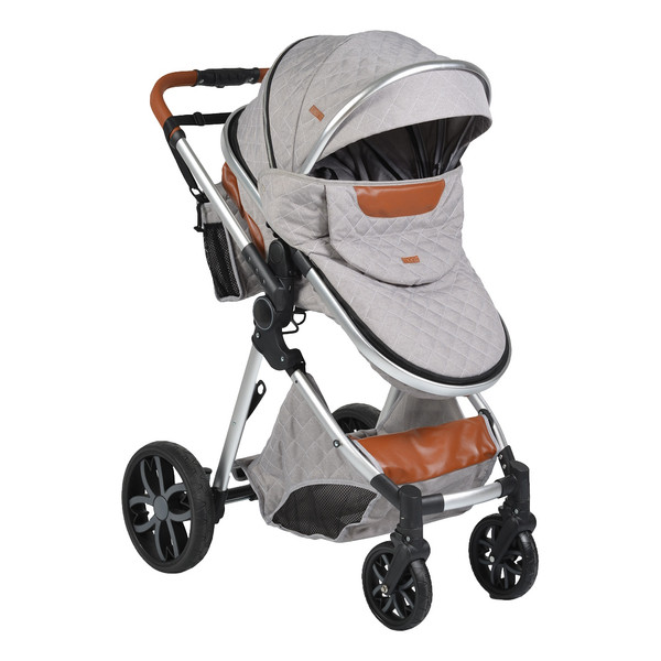 Cangaroo Alma Light Grey Silver 3-in-1 Combi Kinderwagen incl. i-Size Autostoel
