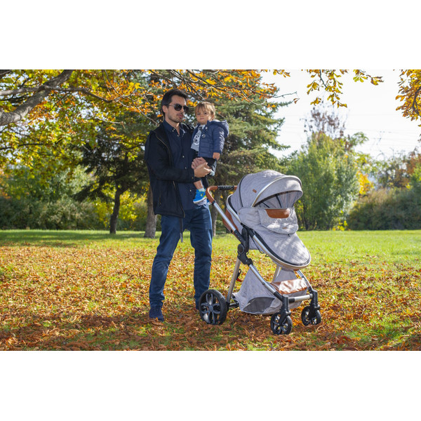 Cangaroo Alma Light Grey Silver 3-in-1 Combi Kinderwagen incl. i-Size Autostoel