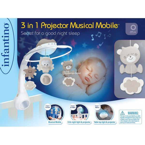 Infantino Grey 3 in 1 Muziekmobiel & Projector BK-04915
