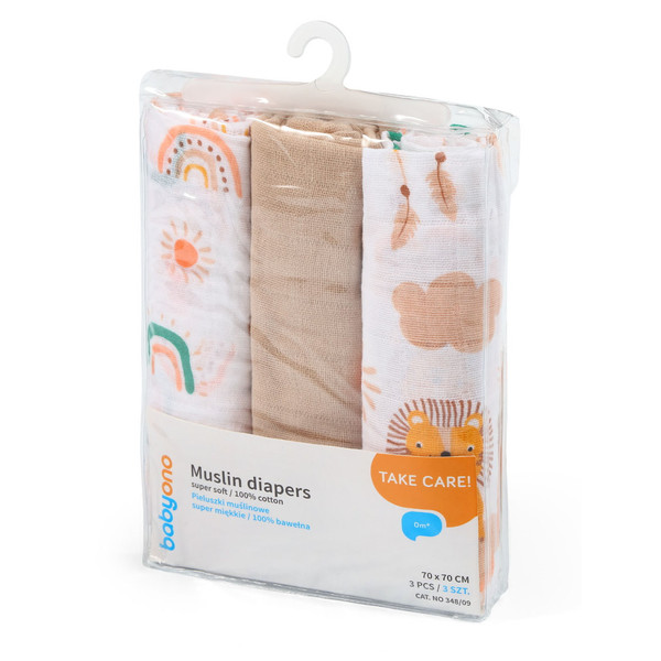 Baby Ono 3 Stuks Beige Hydrofiel Luiers 348/08