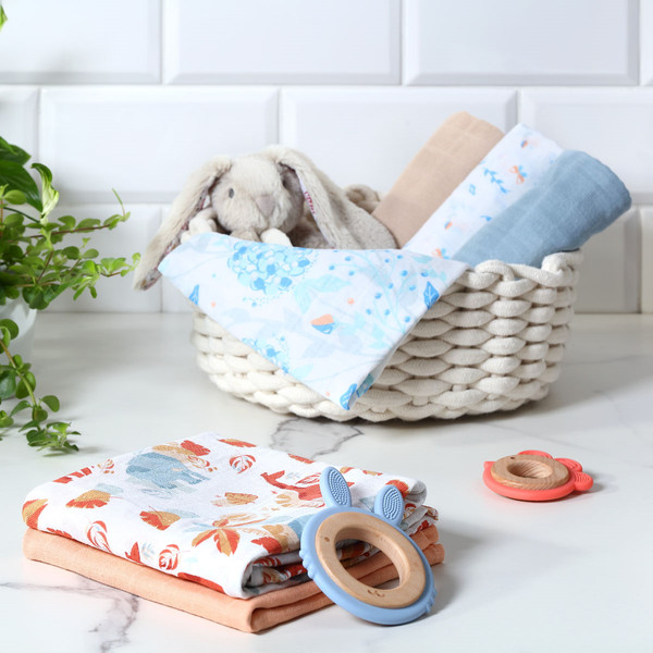 Baby Ono 3 Stuks Blauwgrijs Hydrofiel Luiers 348/07