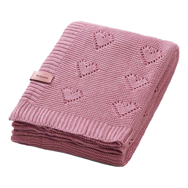 Baby Ono Bamboo Knitted Hearts Roze 75x100 cm Wiegdeken 1478/01