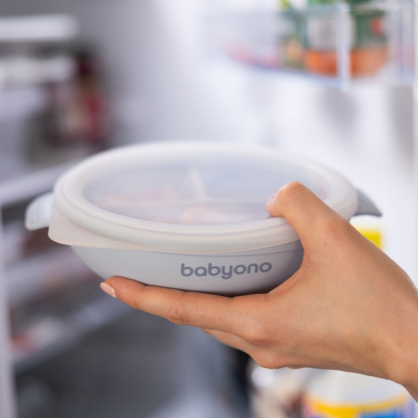 Baby Ono Blauw Siliconen Bord met Zuignap & Deksel