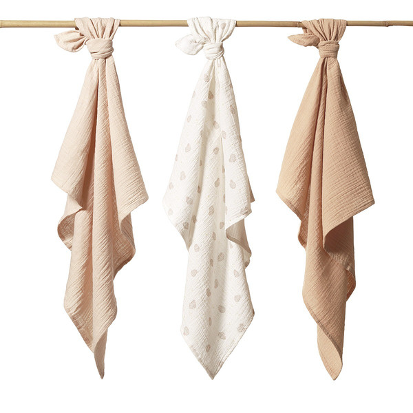 Baby Ono Crinkled Beige/Nougat 3 Stuks Hydrofiel Luiers