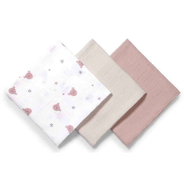 Baby Ono Crinkled Oudroze/Creme 3 Stuks Hydrofiel Luiers