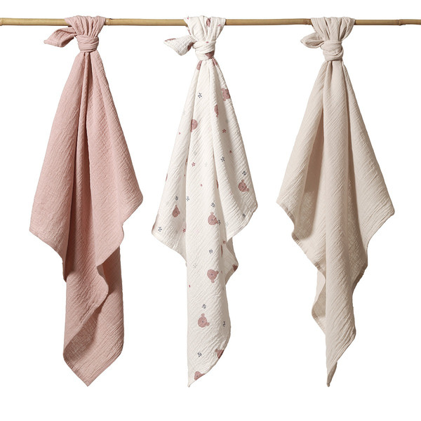 Baby Ono Crinkled Oudroze/Creme 3 Stuks Hydrofiel Luiers