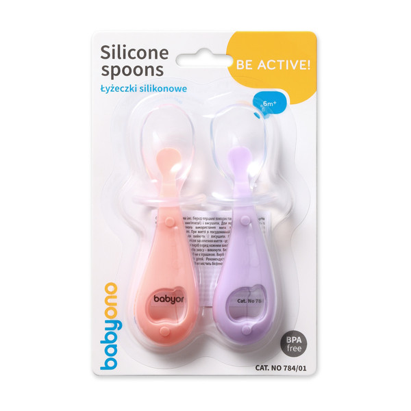 Baby Ono Oranje/Paars 2 Stuks Siliconen Lepels 784/01