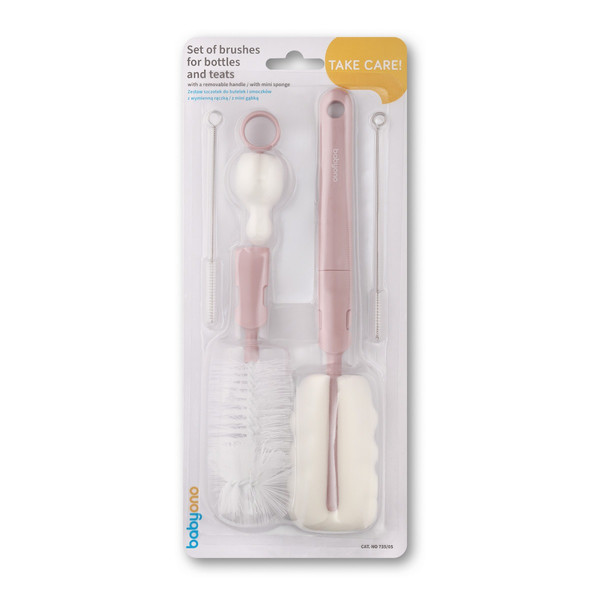 Baby Ono Roze Fles & Speen Borstel Set