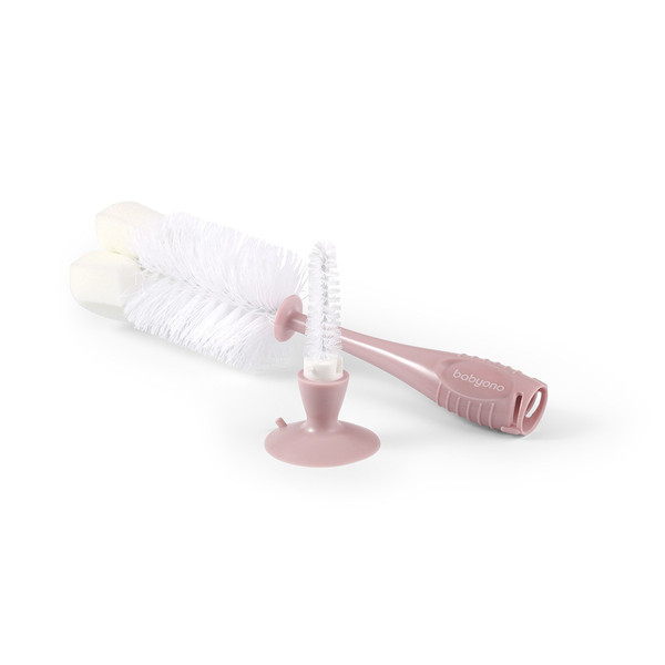 Baby Ono Roze Flessenborstel met Spons & Zuignap
