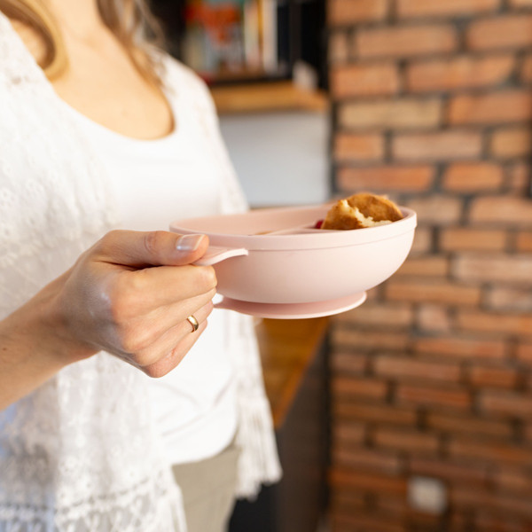 Baby Ono Roze Siliconen Bord met Zuignap & Deksel