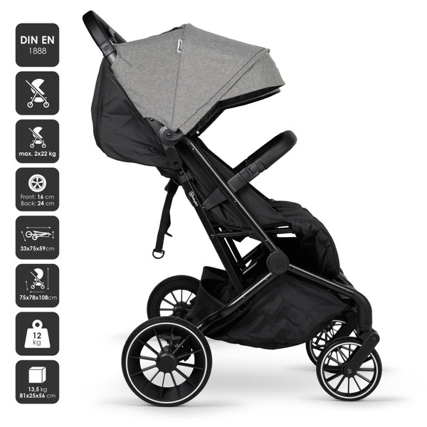 BabyGo Go Twice Grey Duowagen 7902