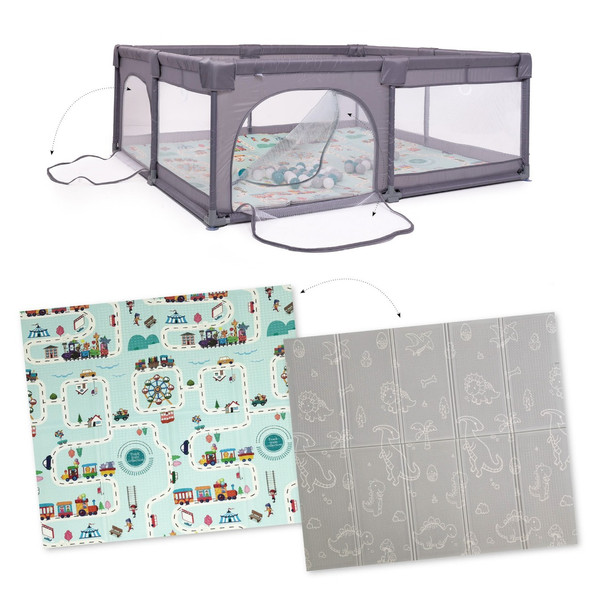 Babygo Grey XL Ballenbak met Bodemmatras 7702