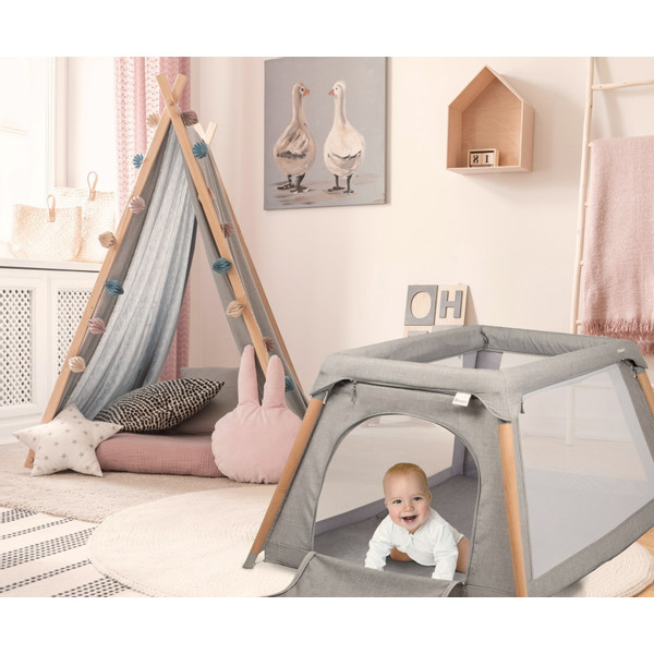 Babygo Groovy Grijs Campingbedje incl. Bodemverhoger 4551