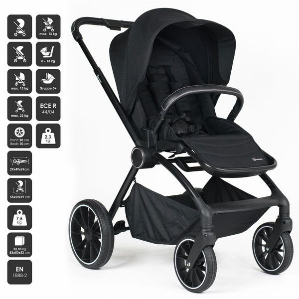 BabyGo Harmony Black 3-in-1 Kinderwagen incl. i-Size Autostoel 77511