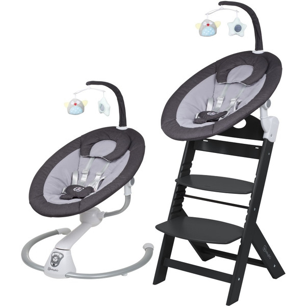 Babygo Homey Dark Grey/Black Babyschommel en Kinderstoel Set 19013