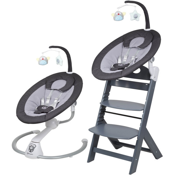Babygo Homey Dark Grey/Grey Babyschommel en Kinderstoel Set 19012