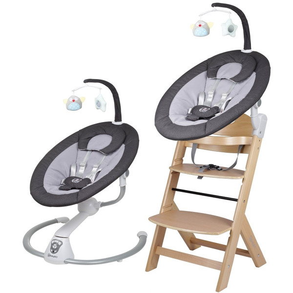 Babygo Homey Dark Grey/Nature Babyschommel en Kinderstoel Set 19011