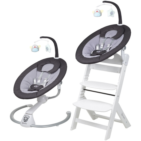Babygo Homey Dark Grey/White Babyschommel en Kinderstoel Set 19014