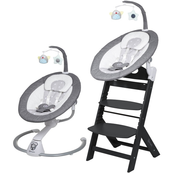 Babygo Homey Light Grey/Black Babyschommel en Kinderstoel Set 19023