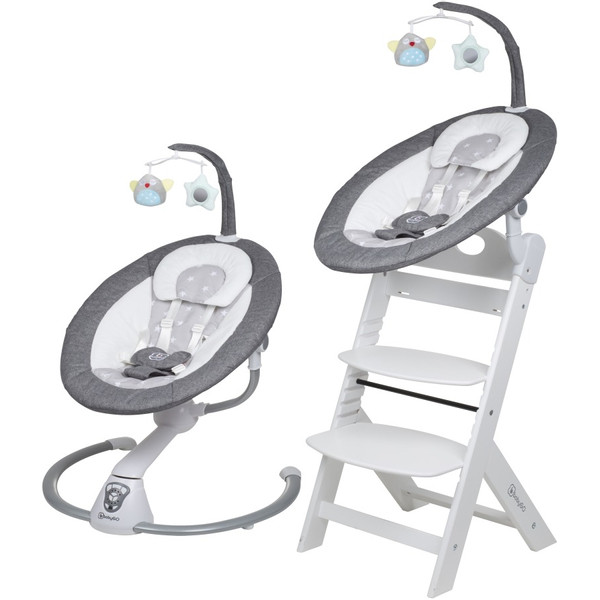 Babygo Homey Light Grey/White Babyschommel en Kinderstoel Set 19024