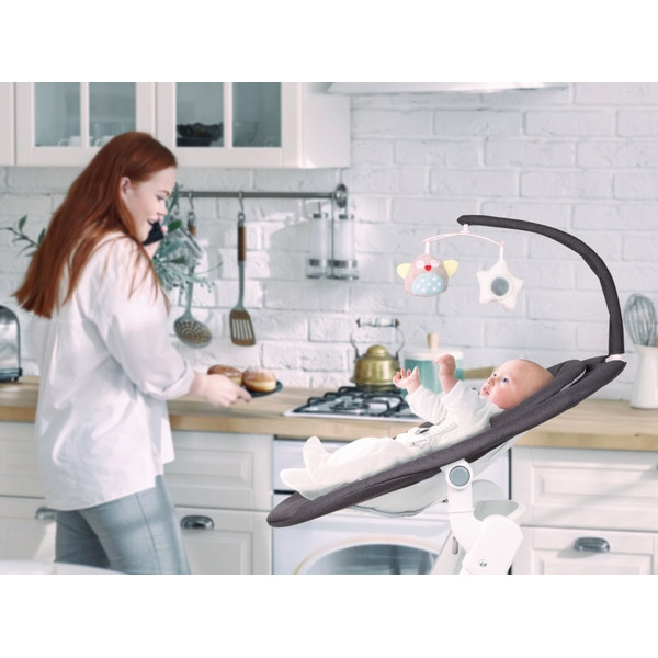 Babygo Homey Light Grey/Black Babyschommel en Kinderstoel Set 19023