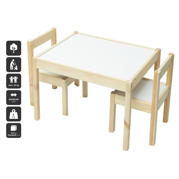 BabyGo Houten Kindertafel met 2 Stoeltjes 9251