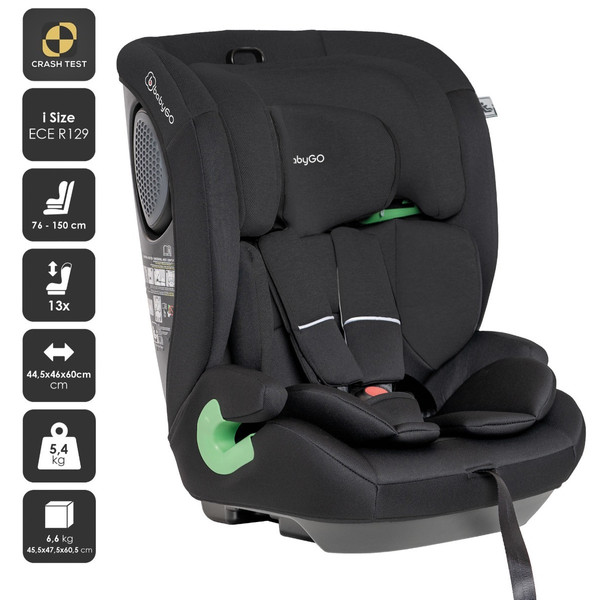 BabyGo Lumo Black 76-150 cm i-Size Autostoel - Set van 2