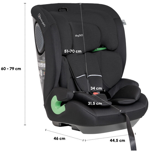 BabyGo Lumo Black 76-150 cm i-Size Autostoel - Set van 2