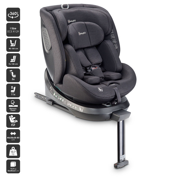 BabyGo Move Black 40-150 cm 360° i-Size Autostoel 2602