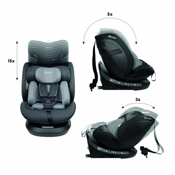 BabyGo Protection Grey 40-150 cm 360° i-Size Autostoel 2372