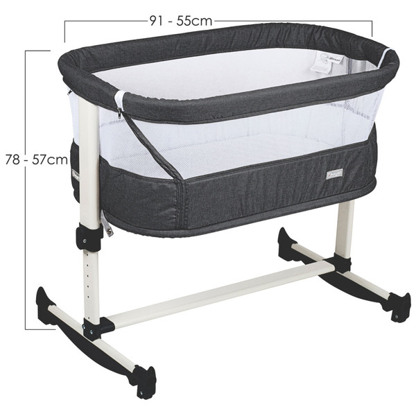Babygo Vivaldi Dark Grey Wieg Aan Bed 4653