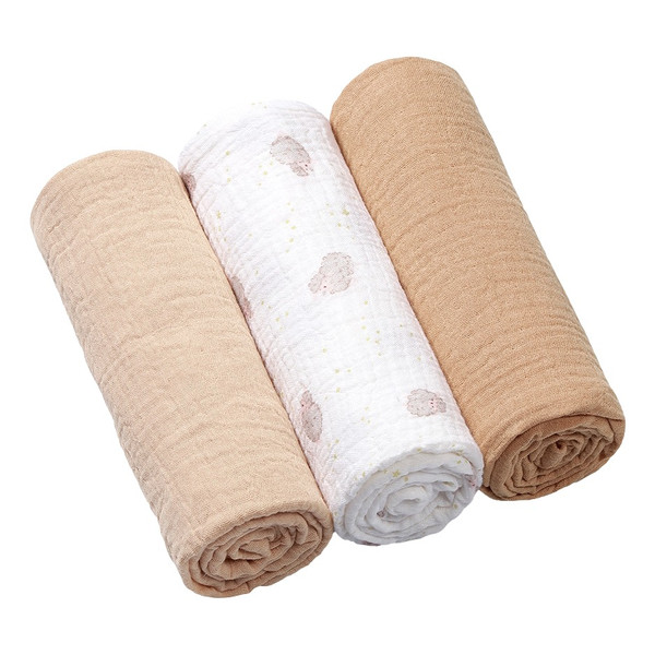 Baby Ono Crinkled Beige/Nougat 3 Stuks Hydrofiel Luiers