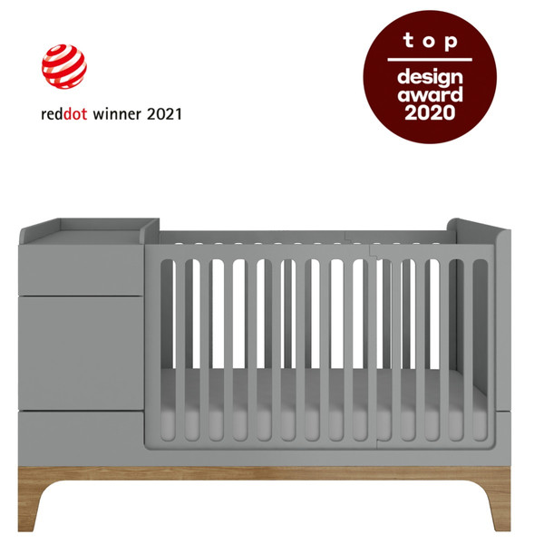 Bellamy UP! Grey 70 x 120/160 cm 2-in-1 Meegroei Ledikant en Commode