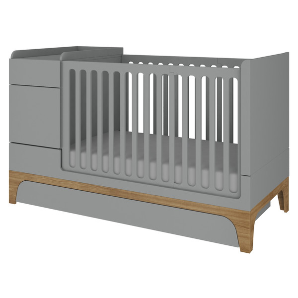 Bellamy UP! Grey 70 x 120/160 cm 2-in-1 Meegroei Ledikant en Commode incl. Lade