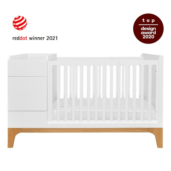 Bellamy UP! White 70 x 120/160 cm 2-in-1 Meegroei Ledikant en Commode