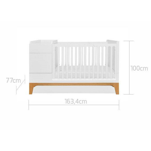 Bellamy UP! White 70 x 120/160 cm 2-in-1 Meegroei Ledikant en Commode