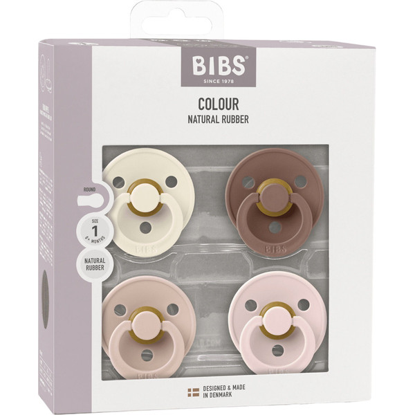 Bibs Ivory/Blush/Woodchuck/Blossom 6-18 mnd 4 stuks Fopspeen 120459