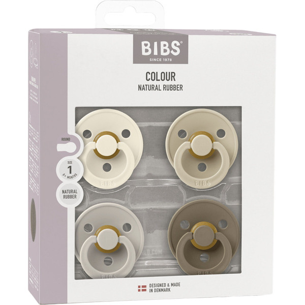 Bibs Ivory/Sand/Vanilla/Dark Oak 6-18 mnd 4 stuks Fopspeen 120460