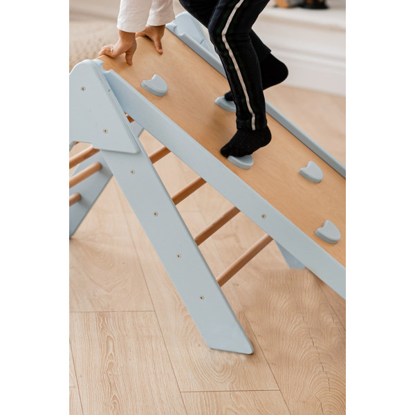 Luna Toys Blauw Houten Klimrek met Glijbaan LU-36967