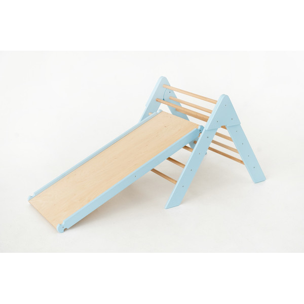 Luna Toys Blauw Houten Klimrek met Glijbaan LU-36967