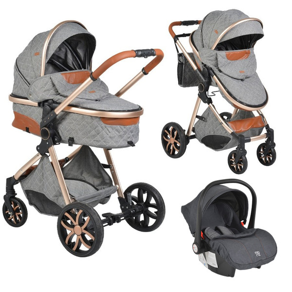 Cangaroo Alma Dark Grey 3-in-1 Combi Kinderwagen incl. i-Size Autostoel