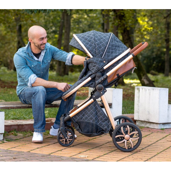 Cangaroo Alma Dark Grey 3-in-1 Combi Kinderwagen incl. i-Size Autostoel